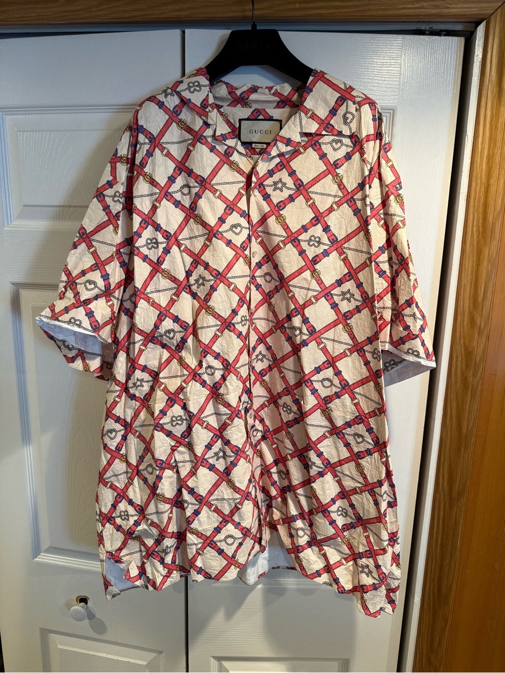 Gucci Belt Chest Bowling Shirt Authentic Size 50
